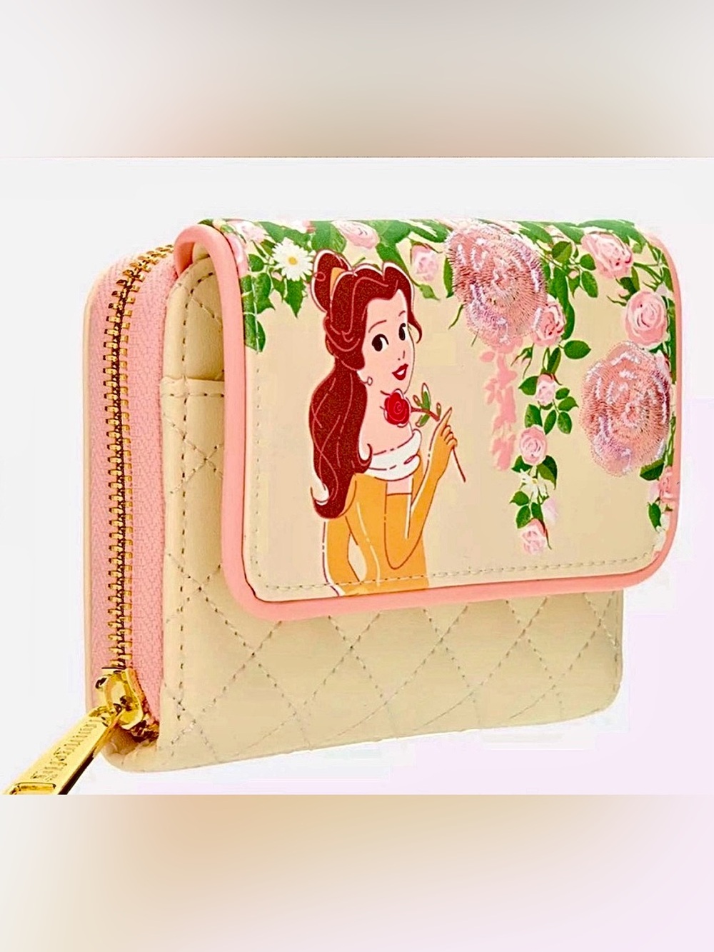 NEW w Tags Disney Princess BELLE Tea Time Beauty & Beast Roses Floral Wallet BL